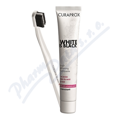 Obrázek Curaprox White is black set bělící zubní pasta 90 ml + zubní kartáček