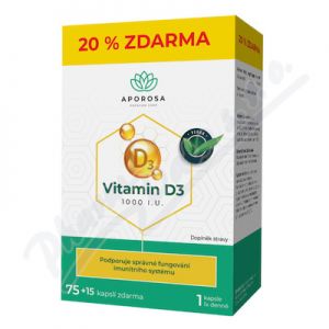 Obrázek APOROSA Vitamin D3 1000 I.U. cps.75+15