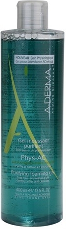 Obrázek A-Derma Phys-AC čisticí pěnivý gel pro problematickou pleť, akné (Soap -Free - Physiological pH) 400 ml