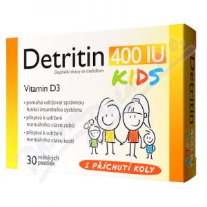 Obrázek Detritin Kids 400IU vitamin D3 30past.