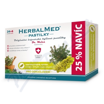 Obrázek HerbalMed Dr. Weiss Islandský lišejník tymián vitamin C 30 pastilek
