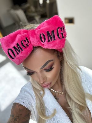 Obrázek Kosmetická čelenka s mašlí OMG světle růžová