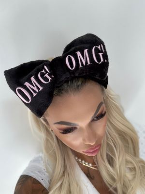 Obrázek Kosmetická čelenka s mašlí OMG černá