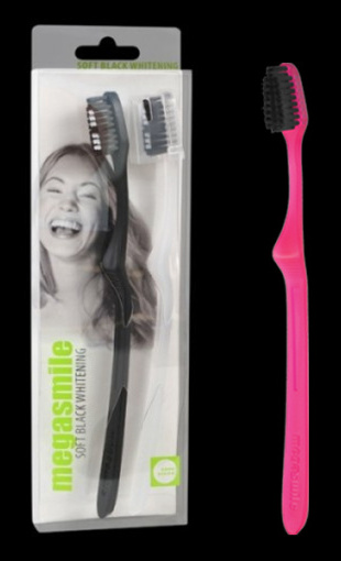 Obrázek MegaSmile zubní kartáček Black Whitening SOFT Pink 2ks